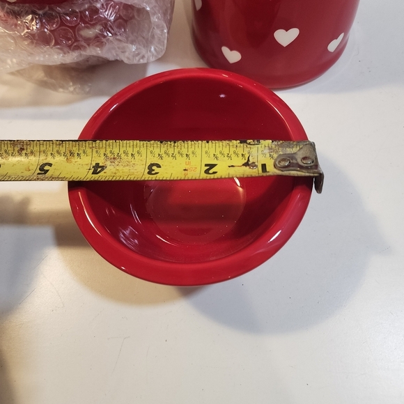 Terramoto Ceramic Red Heart Dish  Five Pieces Set - Picture 8 of 10